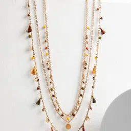 Priyaasi Multicolored beaded Charm Tasseled Opera Necklace image 1