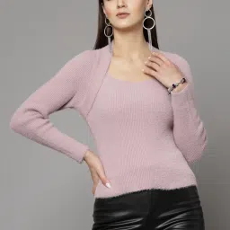 Mafadeny Peach Regular Fit Sweater image 1