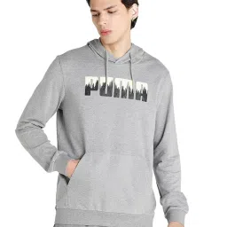 Puma Grey Cotton Regular Fit Printed Hooded Sweatshirt image 1