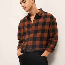 The Bear House Orange Cotton Checks Shirt image 1