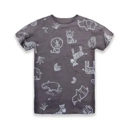 Kiddopanti Kids Dark Grey Printed T-Shirt image 1