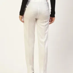 RVK White Straight Fit Solid Trousers image 2