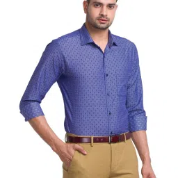 Park Avenue Blue Slim Fit Printed Shirt image 4