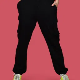 zink london zink Z Black Blended Regular Fit High Rise Joggers image 1