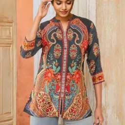 Soch Charcoal Grey Floral Print Tunic image 1