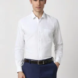 Peter England White Regular Fit Texture Shirt image 1