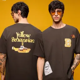 The Souled Store Brown Cotton Loose fit Print T-Shirt-picture-43