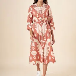 Akkriti by Pantaloons Rust Printed Shirt Dress image 1