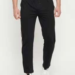 Duke Black Regular Fit Striped Trackpants image 1