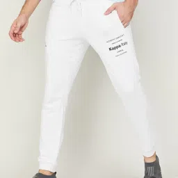 KAPPA White Melange Cotton Slim Fit Printed Joggers image 1