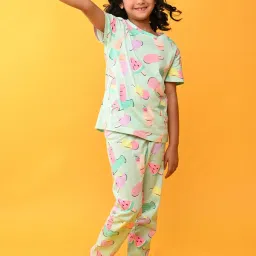 Anthrilo Kids Blue Cotton Printed T-Shirt Set image 1