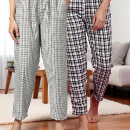 Kryptic White & Light Blue Cotton Relaxed Fit Printed Lounge Pant - Pack of 2-picture-35