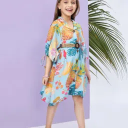 Peppermint Girls Blue Cotton Regular Fit Dress-image-36