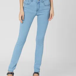 Vero Moda Light Blue Cotton Skinny Fit High Rise Jeans image 1