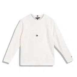 Tommy Hilfiger Kids White Embroidered Full Sleeves Sweatshirt image 1