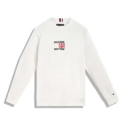 Tommy Hilfiger Kids White Embroidered Full Sleeves Sweatshirt image 1