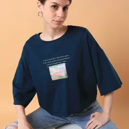 showoffff SHOWOFF Blue Cotton Printed T-Shirt image 1