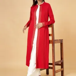 YU by Pantaloons Red Self Pattern Shrug image 1