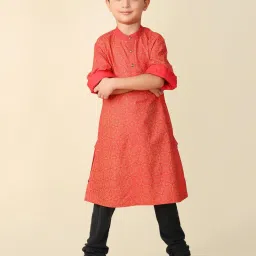 Fabindia Kids Red Printed Full Sleeves Kurta image 1