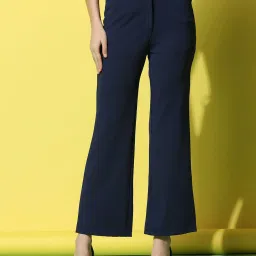 SELVIA Navy Regular Fit Mid Rise Trousers image 1