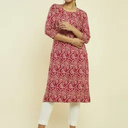 Soch Maroon Printed Straight Kurta image 1