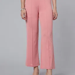 SELVIA Peach Regular Fit Mid Rise Trousers image 1