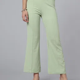 SELVIA Light Green Regular Fit Mid Rise Trousers image 1