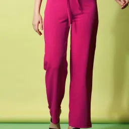 SELVIA Dark Pink Regular Fit Mid Rise Trousers image 1