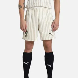 Puma White & Beige Regular Fit Striped Sports Shorts image 1