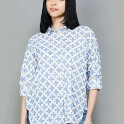 Colour Me by Melange Blue Cotton Printed Shirt image 1