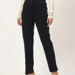 RVK Navy Straight Fit Solid Trousers image 3