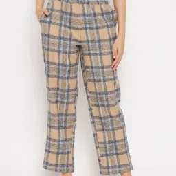 Clovia Beige Check Pyjamas image 1