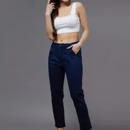 Miss Chase Navy Relaxed Fit High Rise Jeans image 4