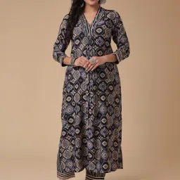 Zari Jaipur Blue Printed Kurta Salwar Set image 1