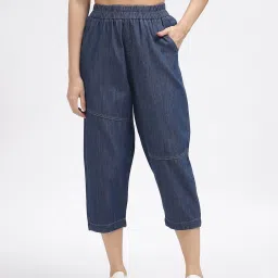 Iconic Blue Cotton Relaxed Fit High Rise Jeans image 1