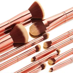 BH Cosmetics Metal Rose Brush Set with Cosmetic Bag image 2