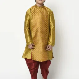 Deyann Kids Yellow & Maroon Printed Full Sleeves Kurta with Patiala image 1