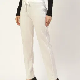 RVK White Straight Fit Solid Trousers image 3