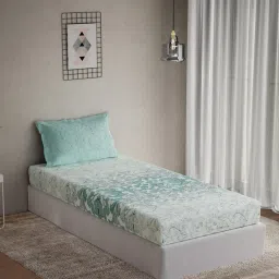 DDECOR Live beautiful Turquoise Cotton Ethnic 144 TC Single Flat Bedsheet with 1 Pillow Cover image 1
