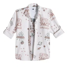 Cavio Boys Cream Printed Shirt image 1