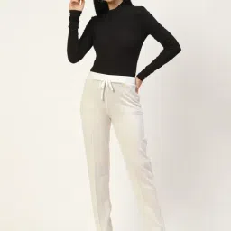 RVK White Straight Fit Solid Trousers image 4