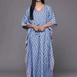 Libas Blue Cotton Printed Kaftan-picture-32