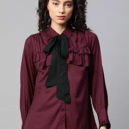 Melon by PlusS Burgundy Regular Fit Shirt image 1