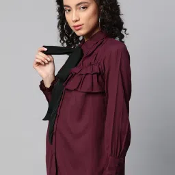 Melon by PlusS Burgundy Regular Fit Shirt image 3