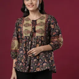 Fashor Blue Pure Cotton Printed Kurti image 1