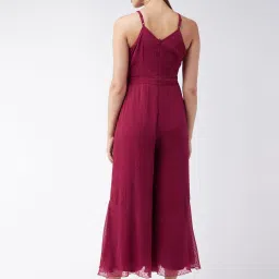 Miss Chase Maroon Self Pattern Jumpsuit image 2