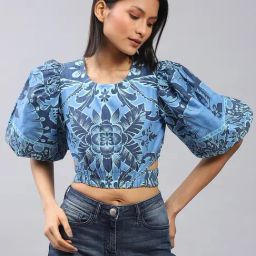 Label Ritu Kumar Blue Printed Crop Top-picture-32