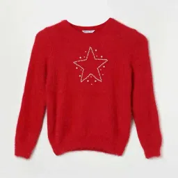 Fame Forever by Lifestyle Kids Red Embroidered Full Sleeves Sweater-picture-38