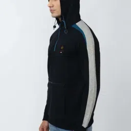 Van Heusen Sport Black Regular Fit Colour Block Hooded Sweatshirts image 3