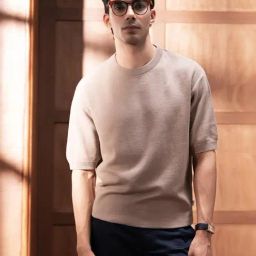 Andamen Beige Cotton Solid Relaxed Fit T-Shirt-picture-27